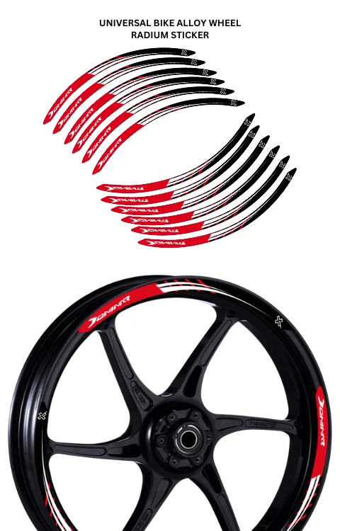 Alloy Wheel Radium Sticker Compatible with Dominar 250/400 | Made In Premium Radium With FPF(Fade Protection Film), Water Proof, Precut Sticker, Pack Of 12